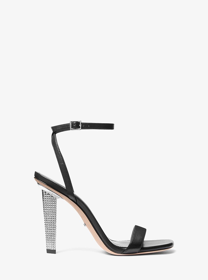 Halle Leather Sandal in BLACK | Michael Kors