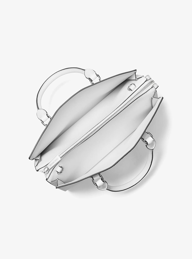 Bolso estructurado Sheila mediano de cuero saffiano sint&eacute;tico in BLANCO INTENSO | Michael Kors