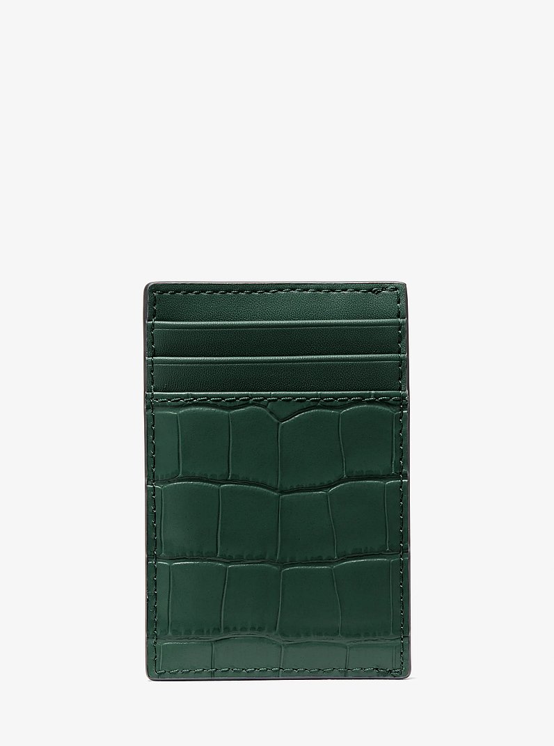 Hudson Crocodile-Embossed Leather Card Case