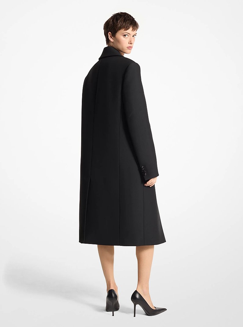 Wool Gabardine and Satin Tuxedo Chesterfield Coat in BLACK | Michael Kors