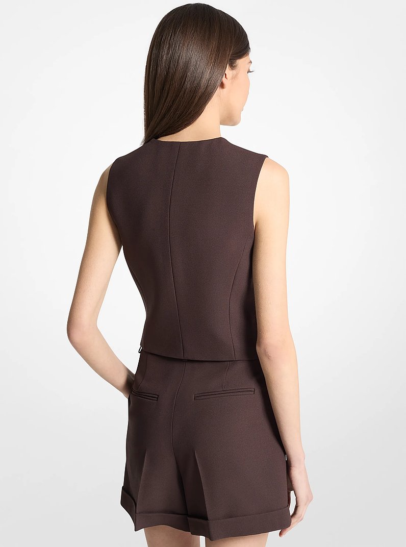 Double Crepe Sabl&eacute; Vest in CHOCOLATE | Michael Kors