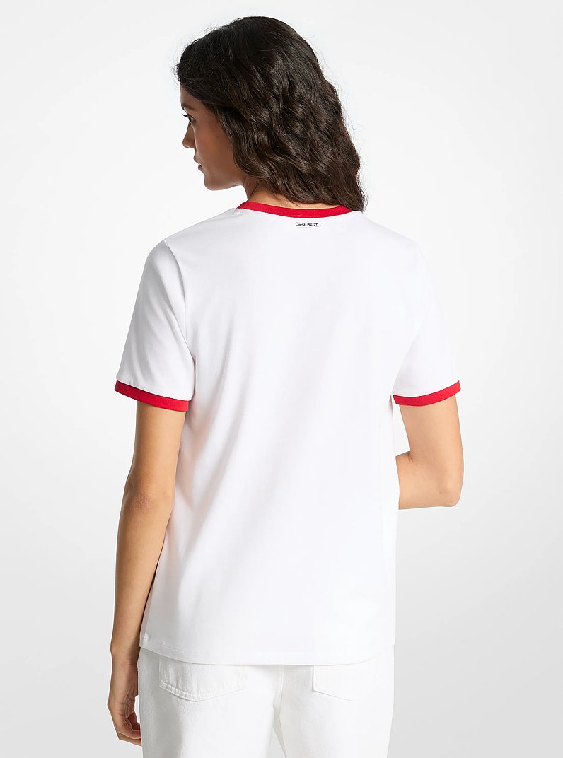 T-shirt en jersey de coton &agrave; imprim&eacute; in BLANC | Michael Kors