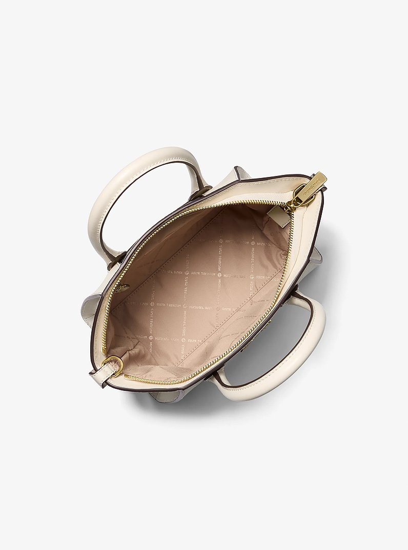 Avril Small Pebbled Leather Satchel in LT CREAM | Michael Kors
