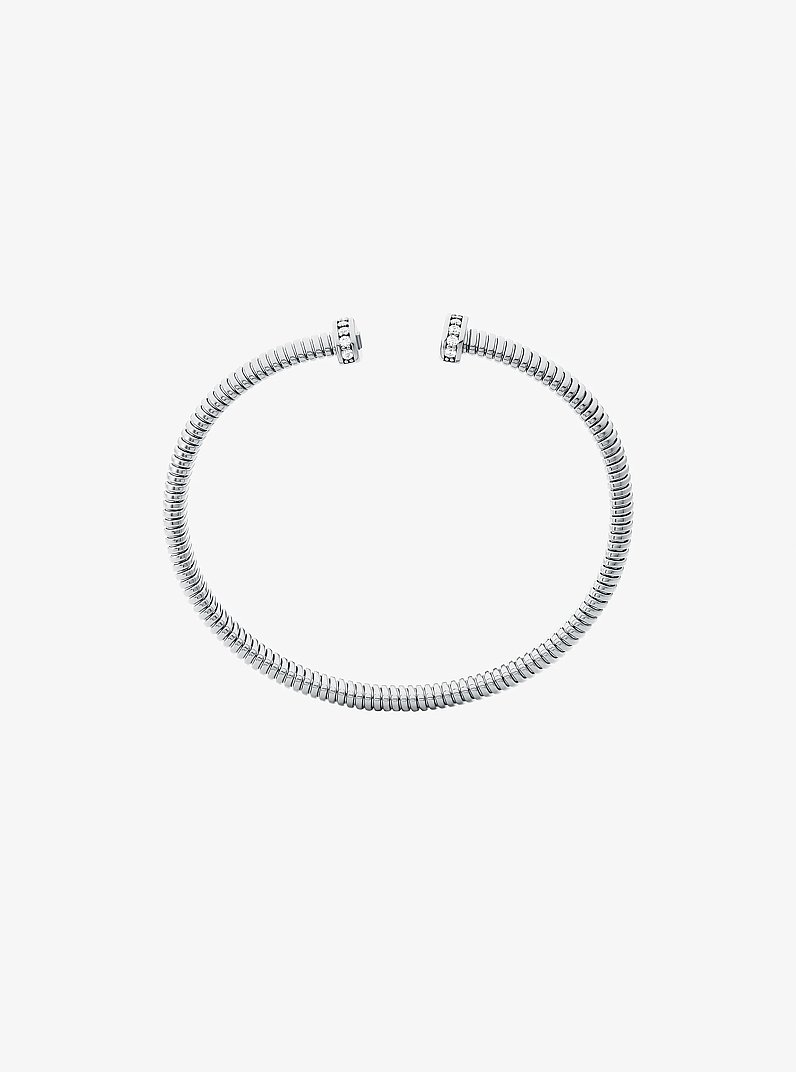 Bracelet-manchette Ribbon Flex &agrave; pav&eacute; in ARGENT | Michael Kors