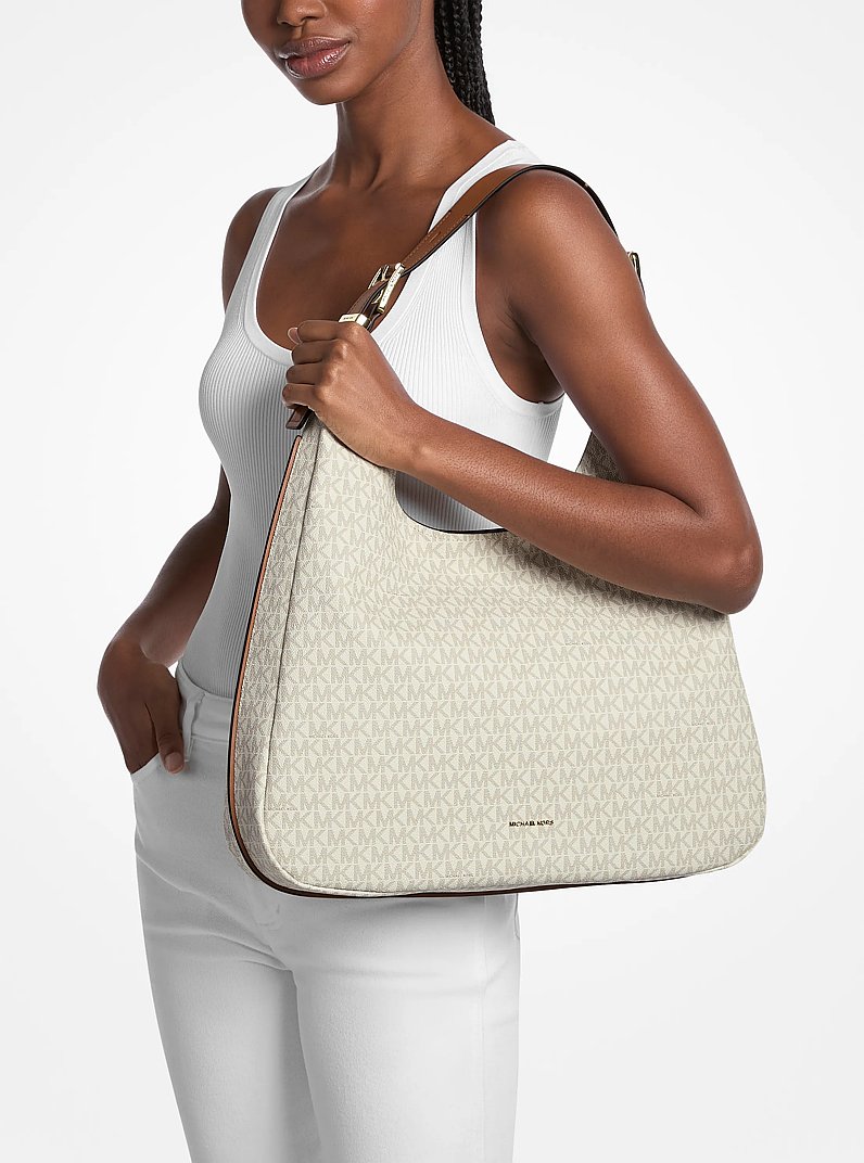 Borsa a spalla Nolita grande con logo in VANIGLIA/GHIANDA | Michael Kors
