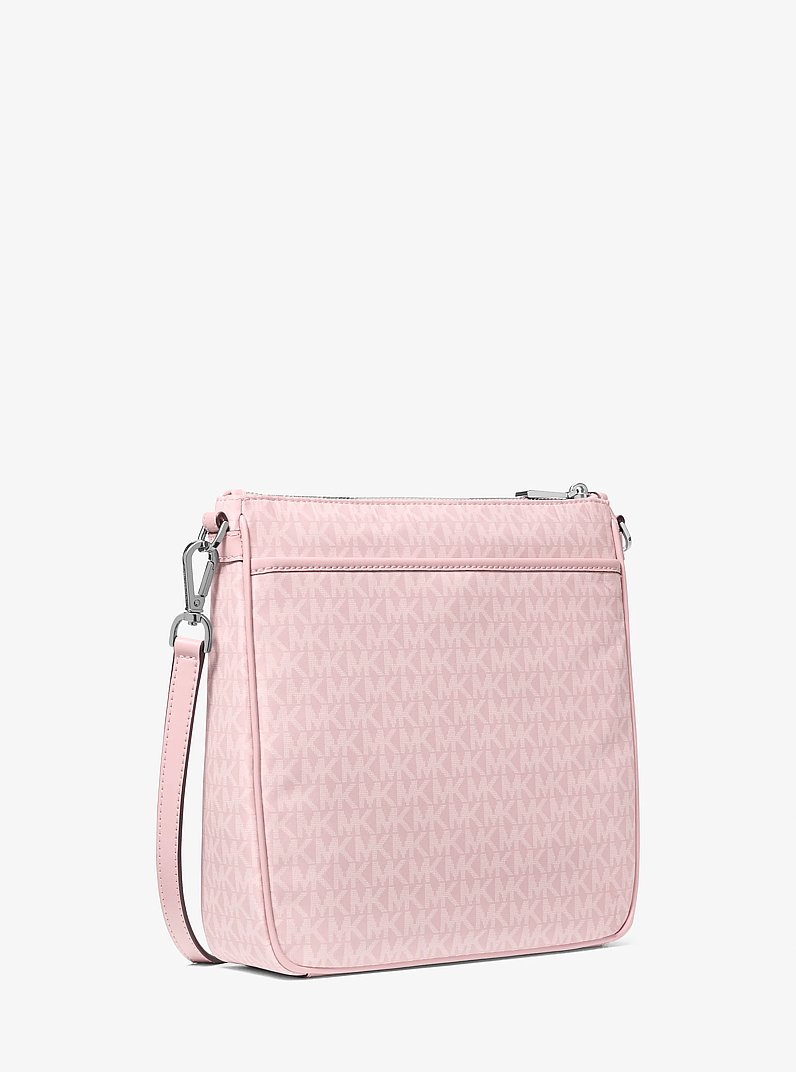 Jet Set Large Logo Print Woven Crossbody Bag in SMOKEY ROSE | Michael Kors