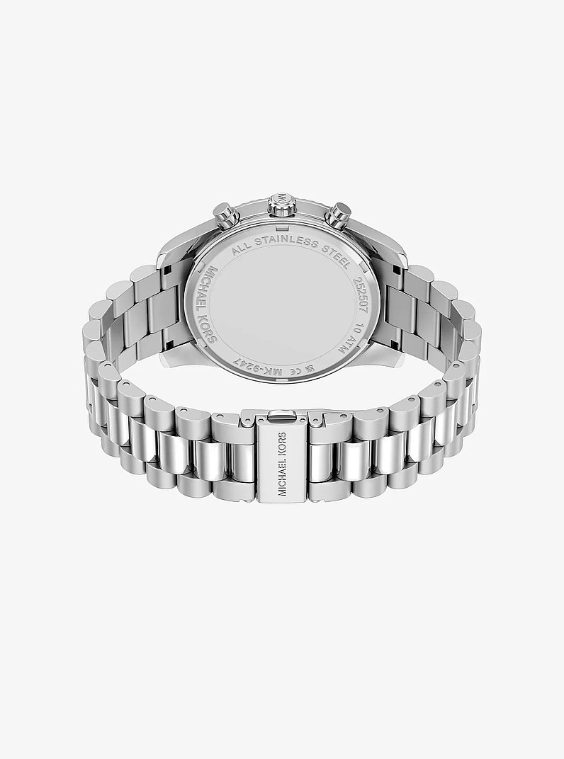 Oversized Lexington Silver-Tone Watch in SILVER | Michael Kors