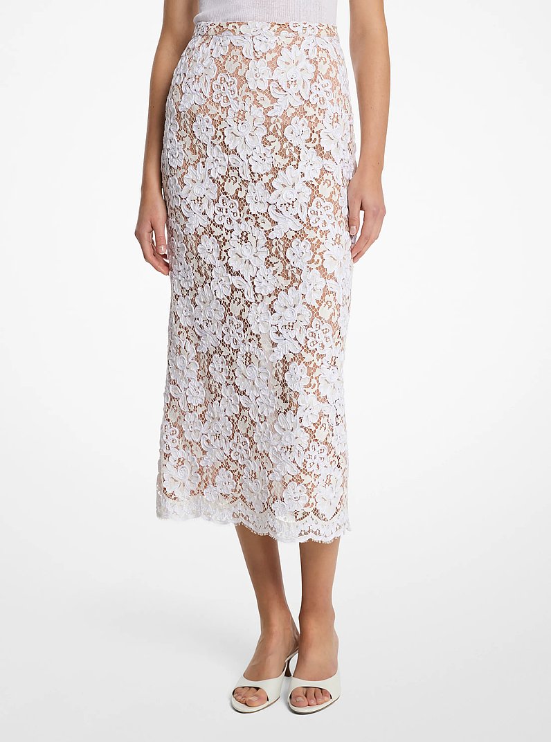 Soutache Lace Pencil Skirt in OPTIC WHITE | Michael Kors