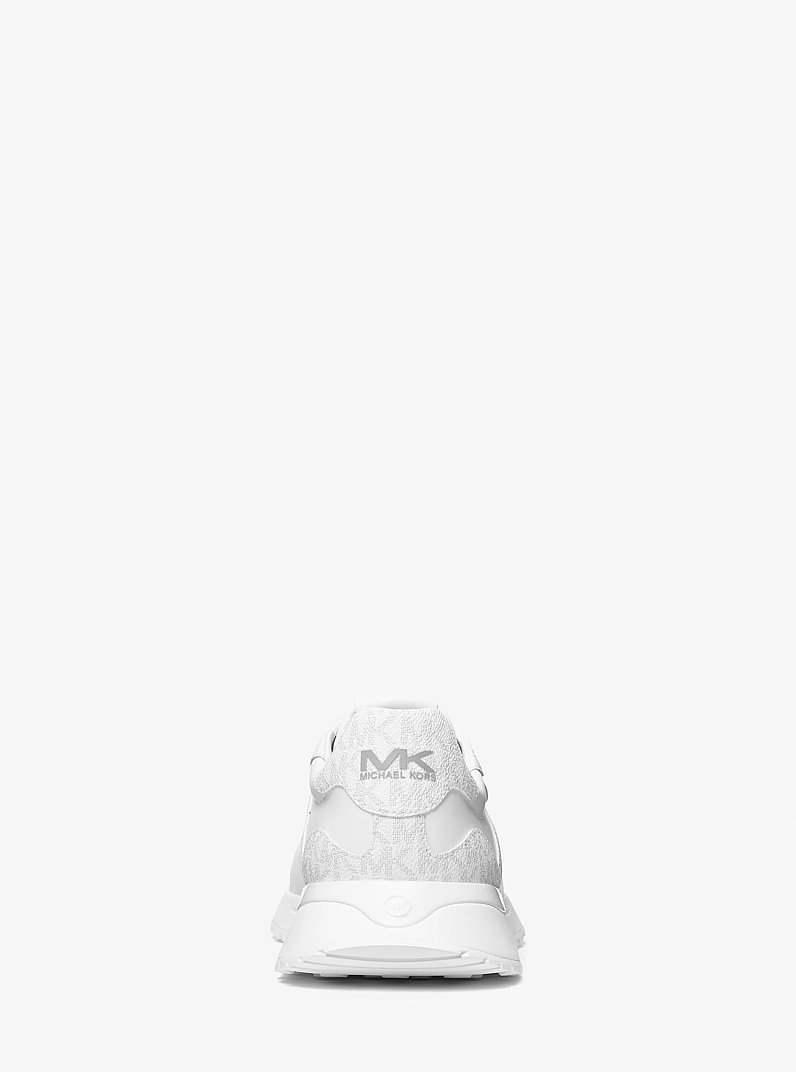 Dax Pebbled Leather and Logo Trainer in BRIGHT WHT | Michael Kors