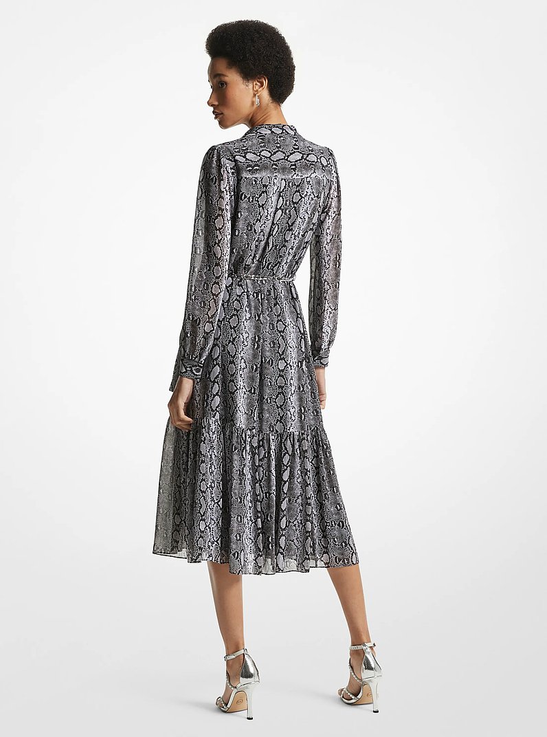 knee length dresses for ladies Neon Snake Print Midi Dress