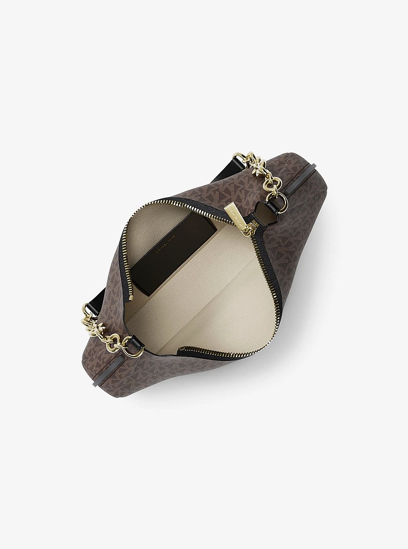 Bolso pochette Nolita mediano con logotipo exclusivo y cadena in MARR&Oacute;N/NEGRO | Michael Kors