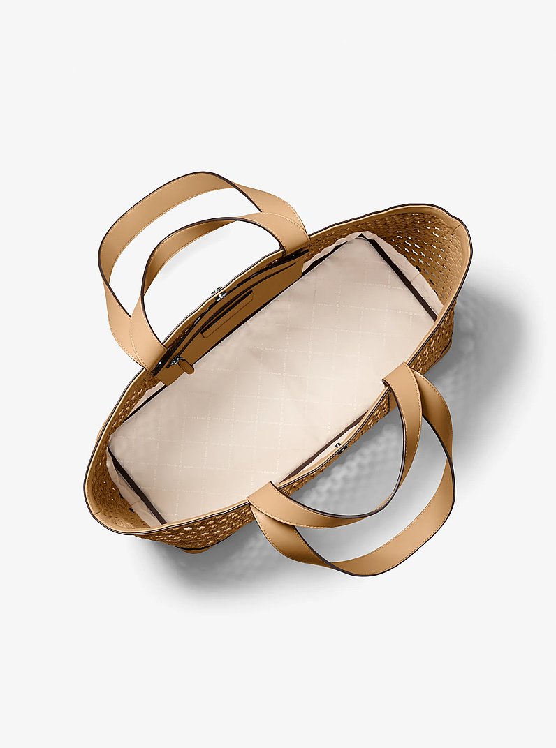 Whitley Medium Hand-Woven Tote Bag in PEANUT | Michael Kors