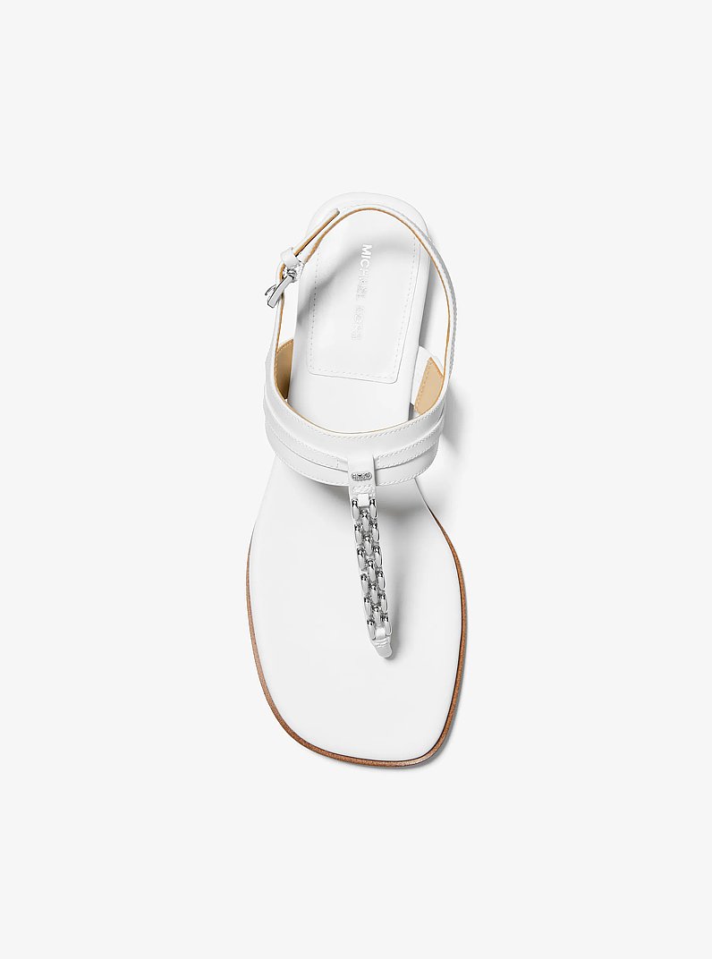 Marcia Embellished Leather Sandal in OPTIC WHITE | Michael Kors