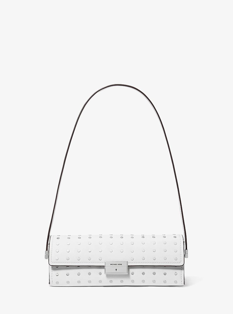 Ludlow Small Studded Leather Convertible Pochette in OPTIC WHITE | Michael Kors