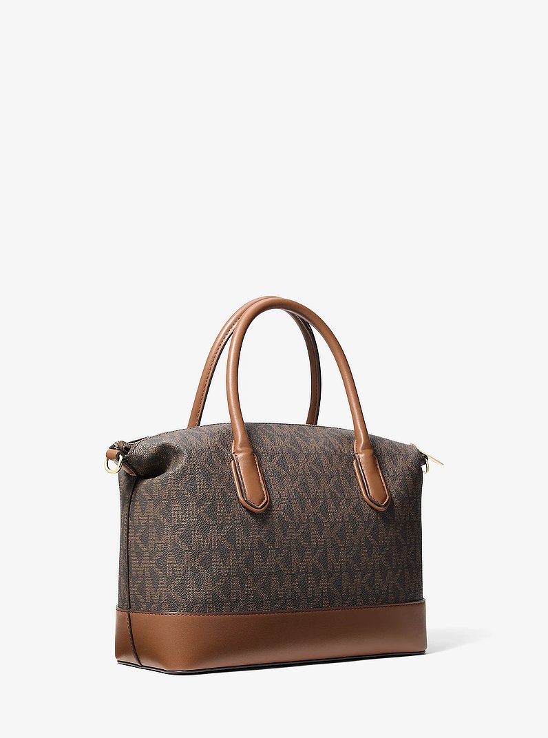 Hyde Medium Signature Logo Satchel in BROWN/LUGGAGE | Michael Kors