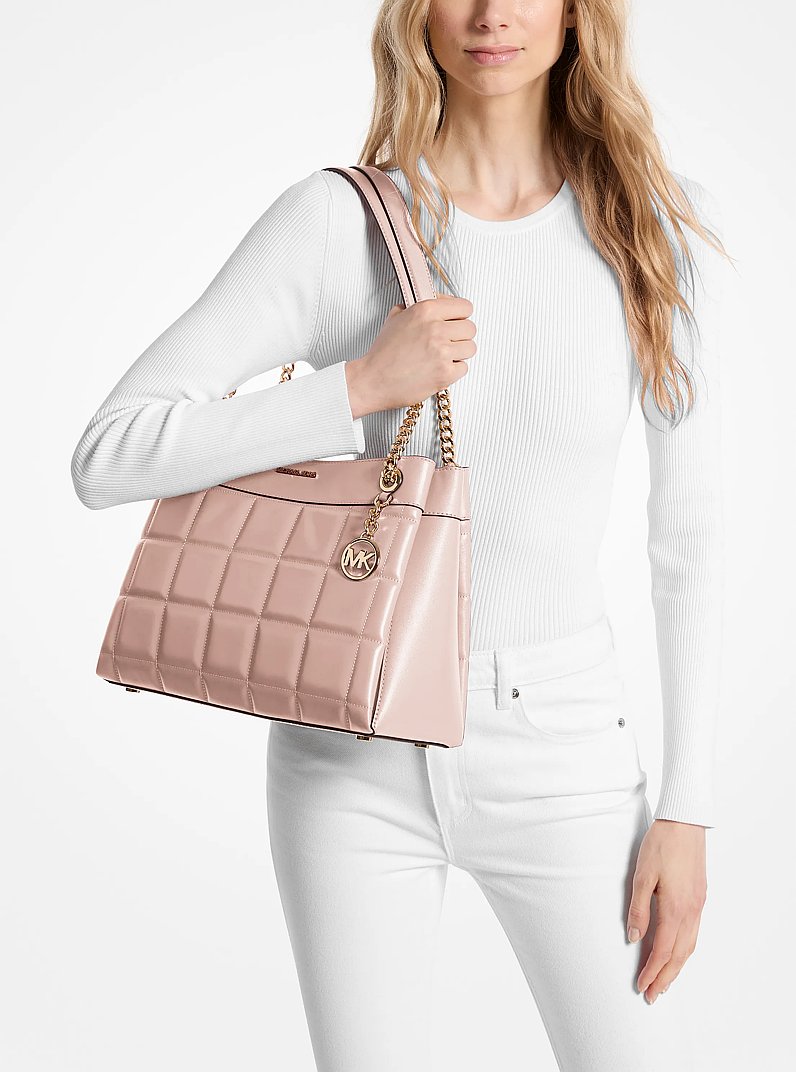 Susan Medium Quilted Leather Tote Bag in SOFT PINK | Michael Kors