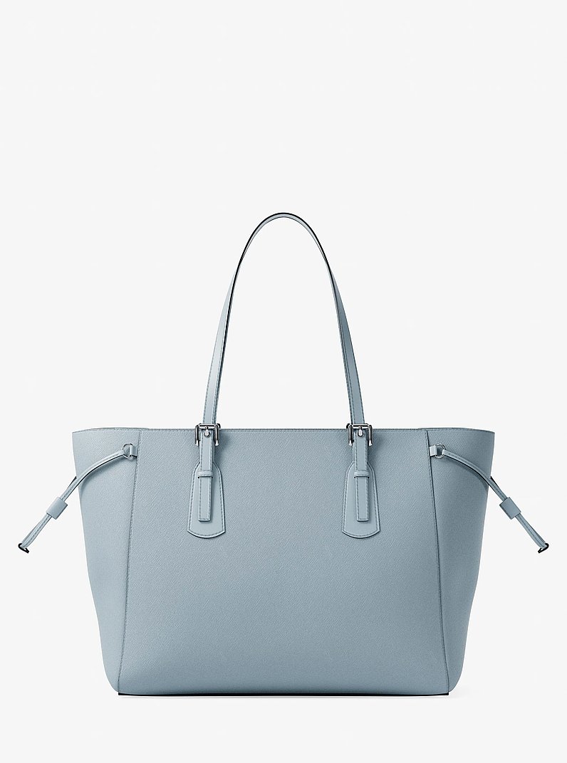 Voyager Large Saffiano Leather Tote Bag in PALE OCEAN | Michael Kors
