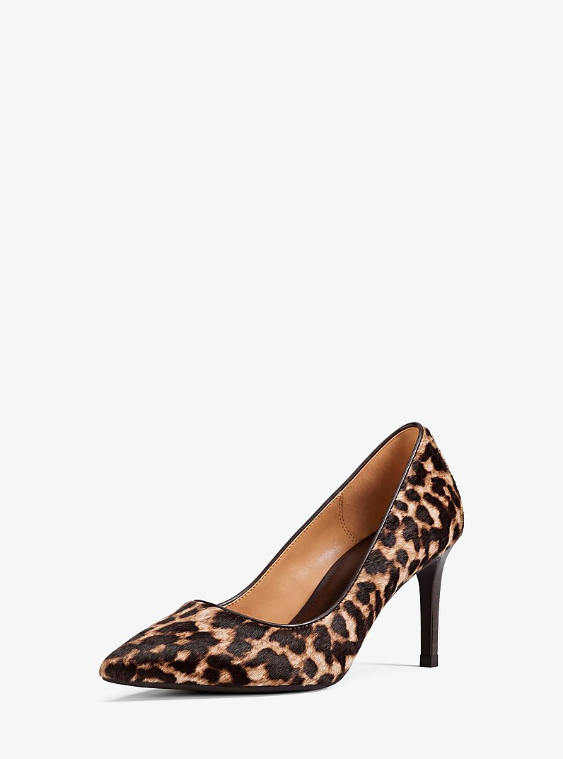 D&eacute;collet&eacute; Alina Flex in pelle effetto cavallino leopardata in CAMMELLO SCURO MULTI | Michael Kors