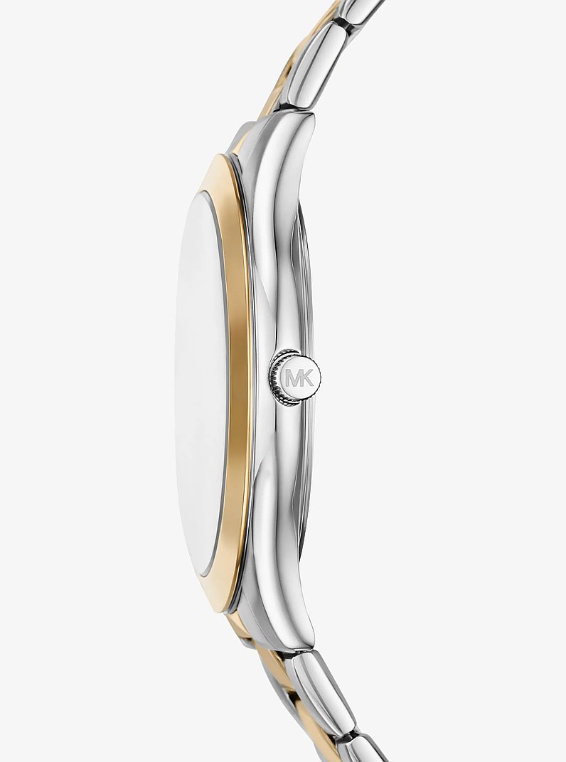 Oversized Aspyn Two-Tone Watch and Leather Card Case Gift Set in TWO TONE | Michael Kors