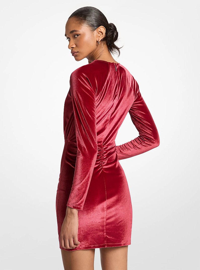 Ruched Velvet Mini Dress in GRANATE | Michael Kors