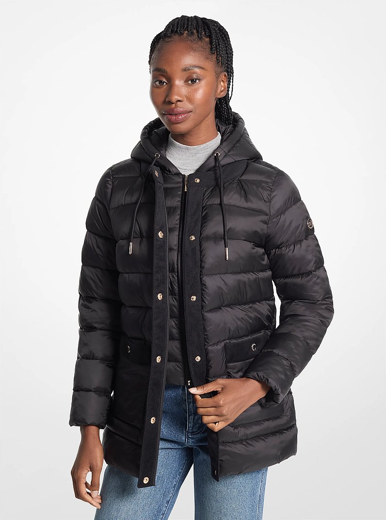 Packable Nylon Puffer Jacket in BLACK | Michael Kors