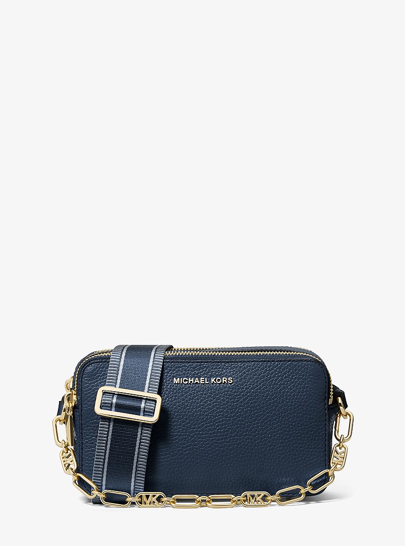 Funda para c&aacute;mara Jet Set peque&ntilde;a de piel granulada con doble cremallera