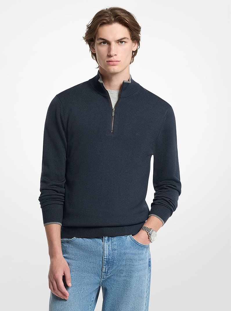 Wool Half-Zip Sweater in MIDNIGHT | Michael Kors