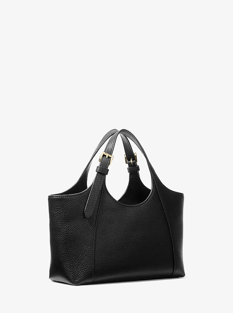 Bernie Small Pebbled Leather Satchel in BLACK | Michael Kors