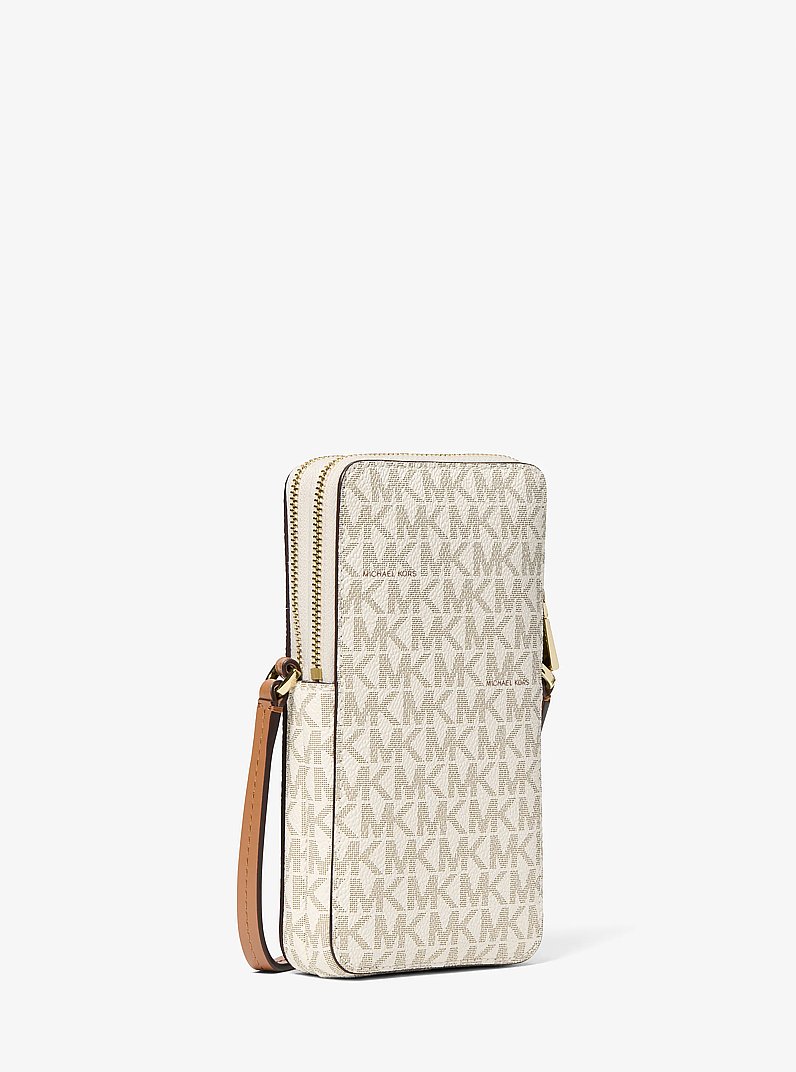 Borsa a tracolla per smartphone Jet Set piccola con logo in VANIGLIA/GHIANDA | Michael Kors