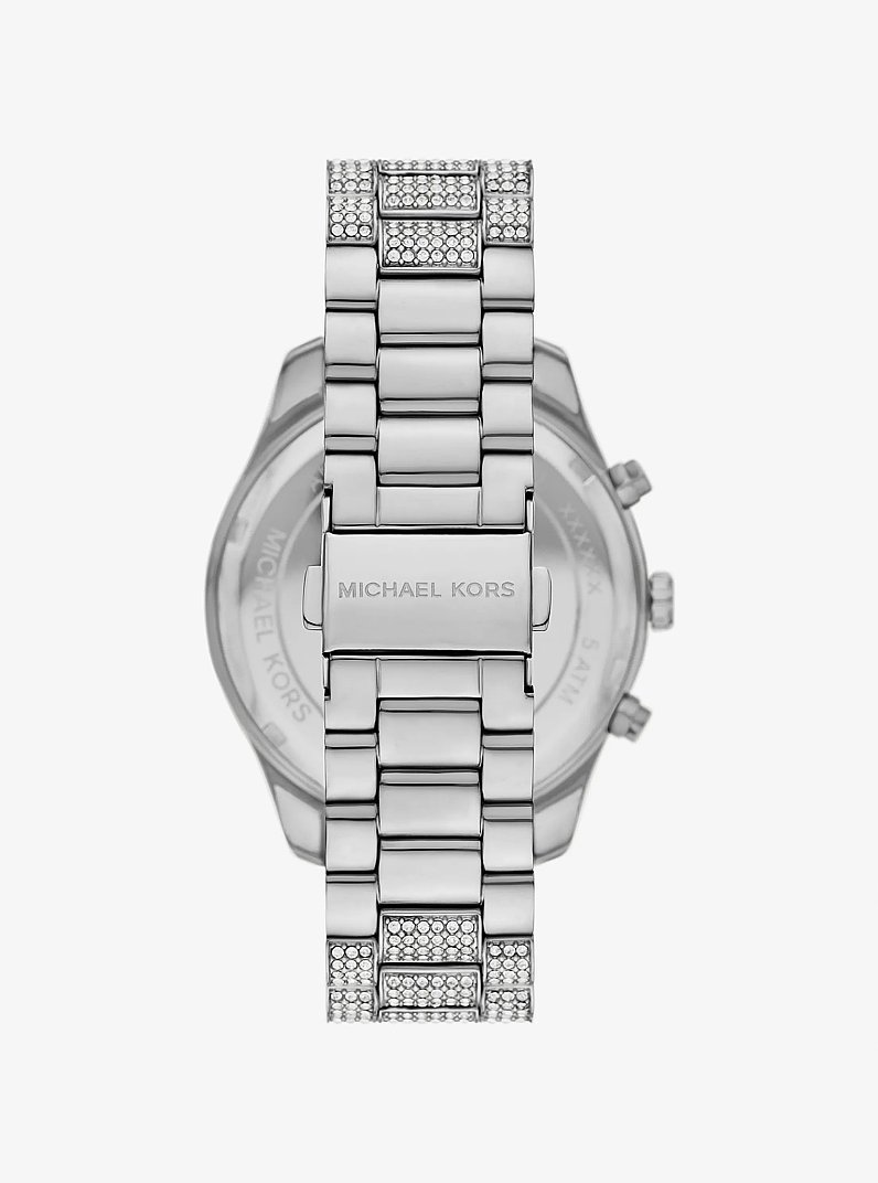 Oversized Lexington Pav&eacute; Silver-Tone Watch in SILVER | Michael Kors
