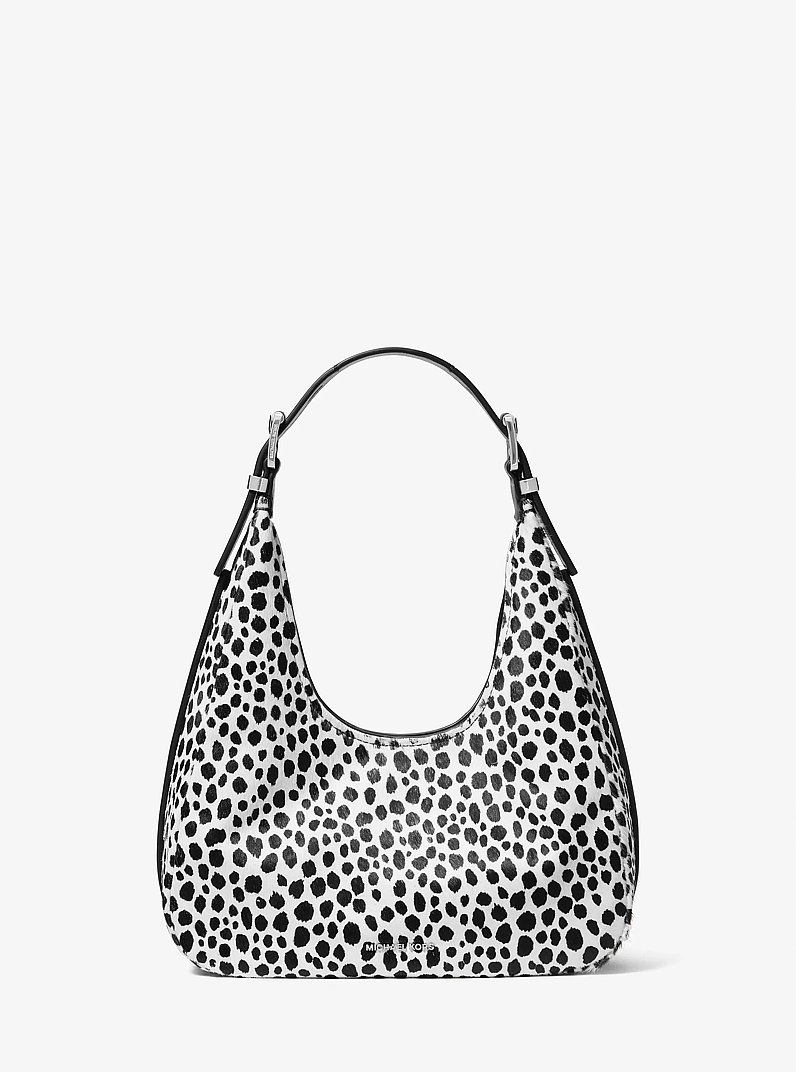 Nolita Small Cheetah Print Calf Hair Hobo Shoulder Bag in BLACK COMBO | Michael Kors