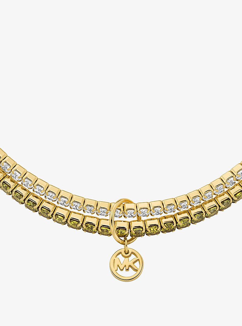 Precious Metal-Plated Brass Double Wrap Stretch Tennis Bracelet in GOLD/PERIDOT | Michael Kors