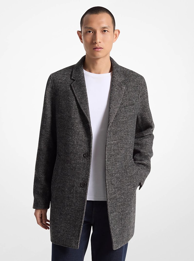 Coatbridge 2-in-1 Herringbone Wool Blend Coat in BLACK COMBO | Michael Kors