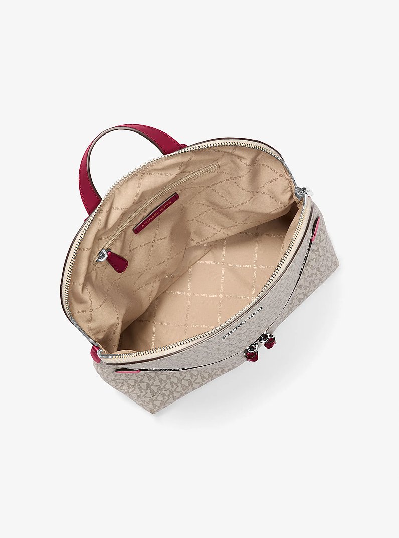 Dallas Medium Signature Logo Backpack in DARK RASPBERRY MULTI | Michael Kors
