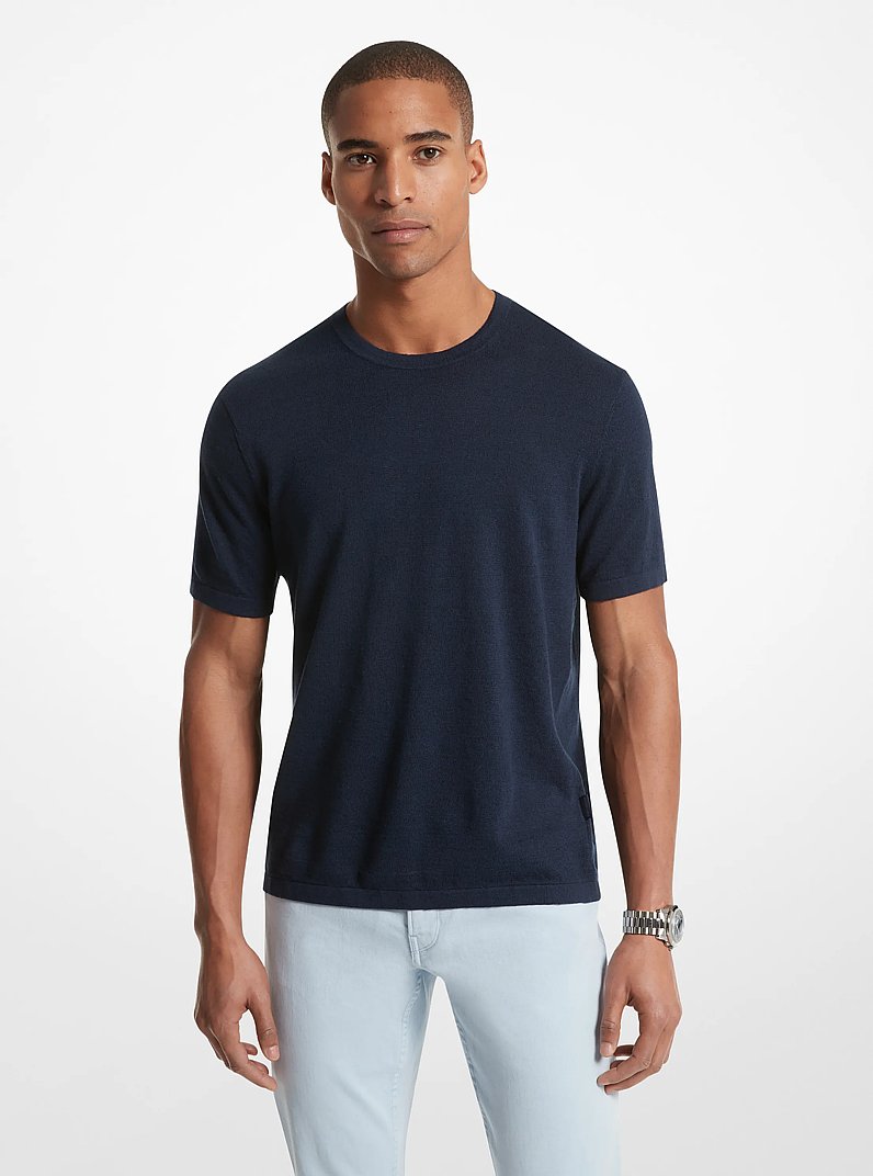 Linen Blend T-Shirt in MIDNIGHT | Michael Kors