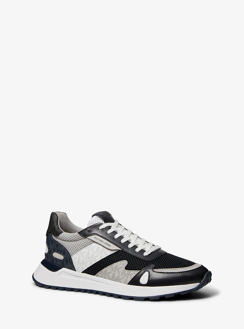 Miles Color-Block Logo and Mesh Trainer in MIDNIGHT | Michael Kors