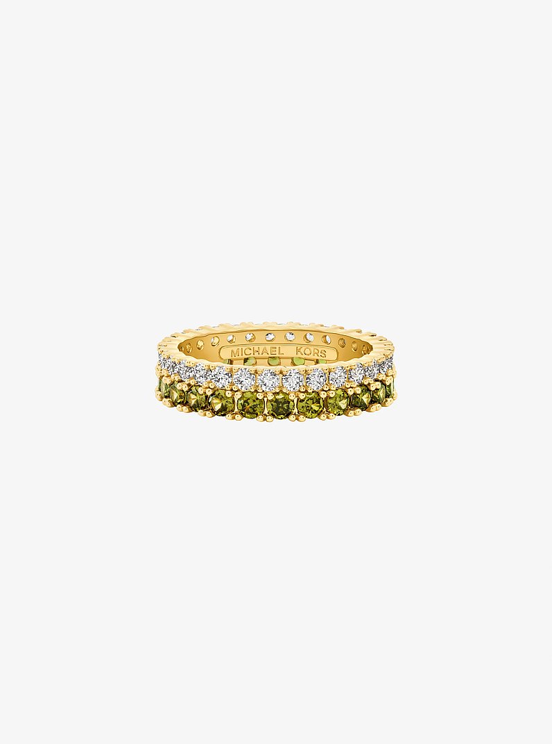 Two-Tone Double Pav&eacute; Ring in GOLD/PERIDOT | Michael Kors