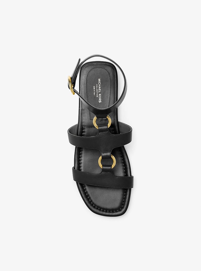 Dusty Ring Leather Sandal in BLACK | Michael Kors