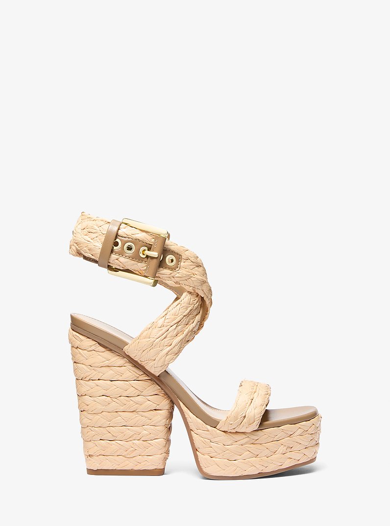 Rhoda Woven Platform Sandal in NATURAL | Michael Kors