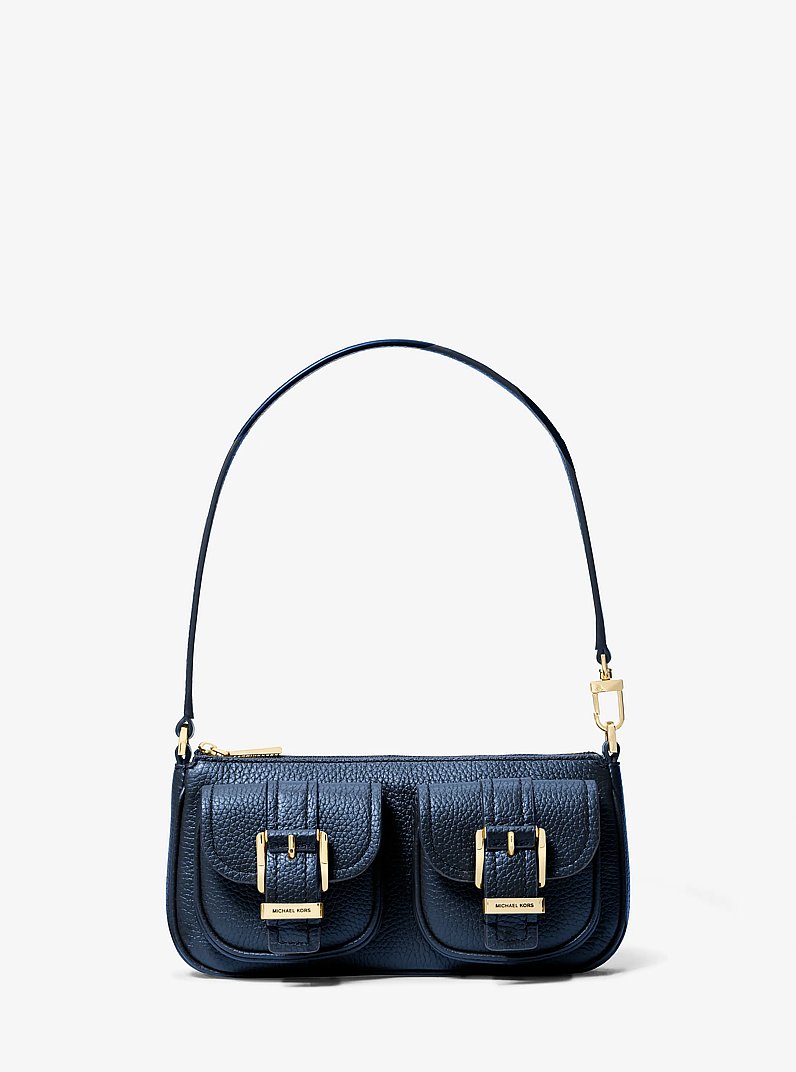 Petite pochette Zoe en cuir grain&eacute; in BLEU MARINE | Michael Kors