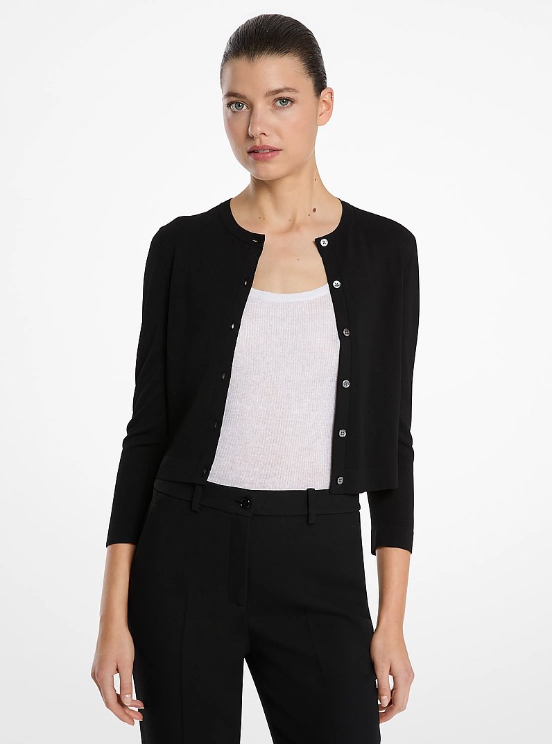Stretch Viscose Baby Cardigan in BLACK | Michael Kors