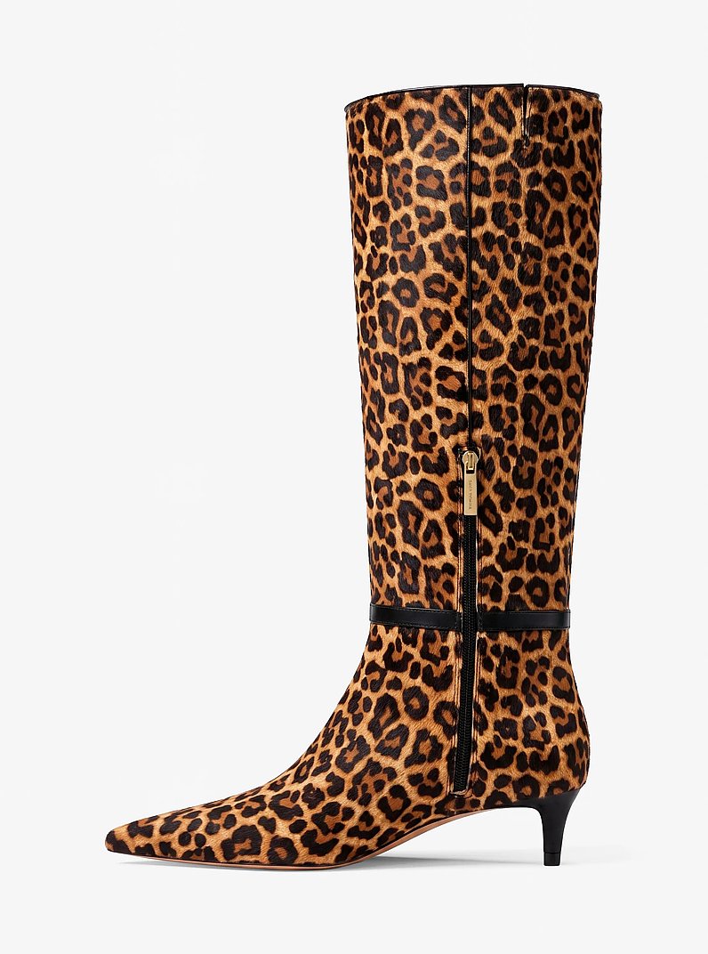 Nalia Leopard Print Calf Hair Kitten Heel Boot in DK CAMEL MLT | Michael Kors