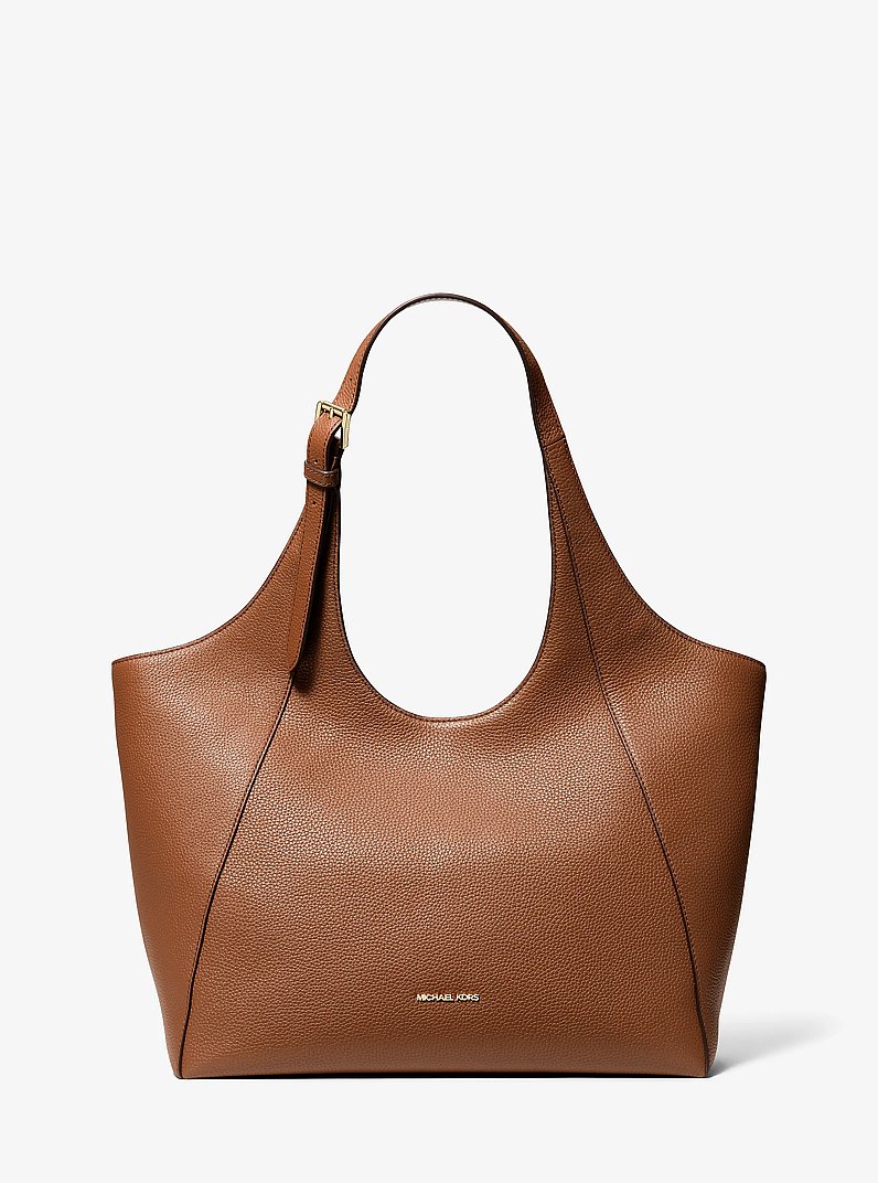 Bernie Large Pebbled Leather Tote Bag in LUGGAGE | Michael Kors