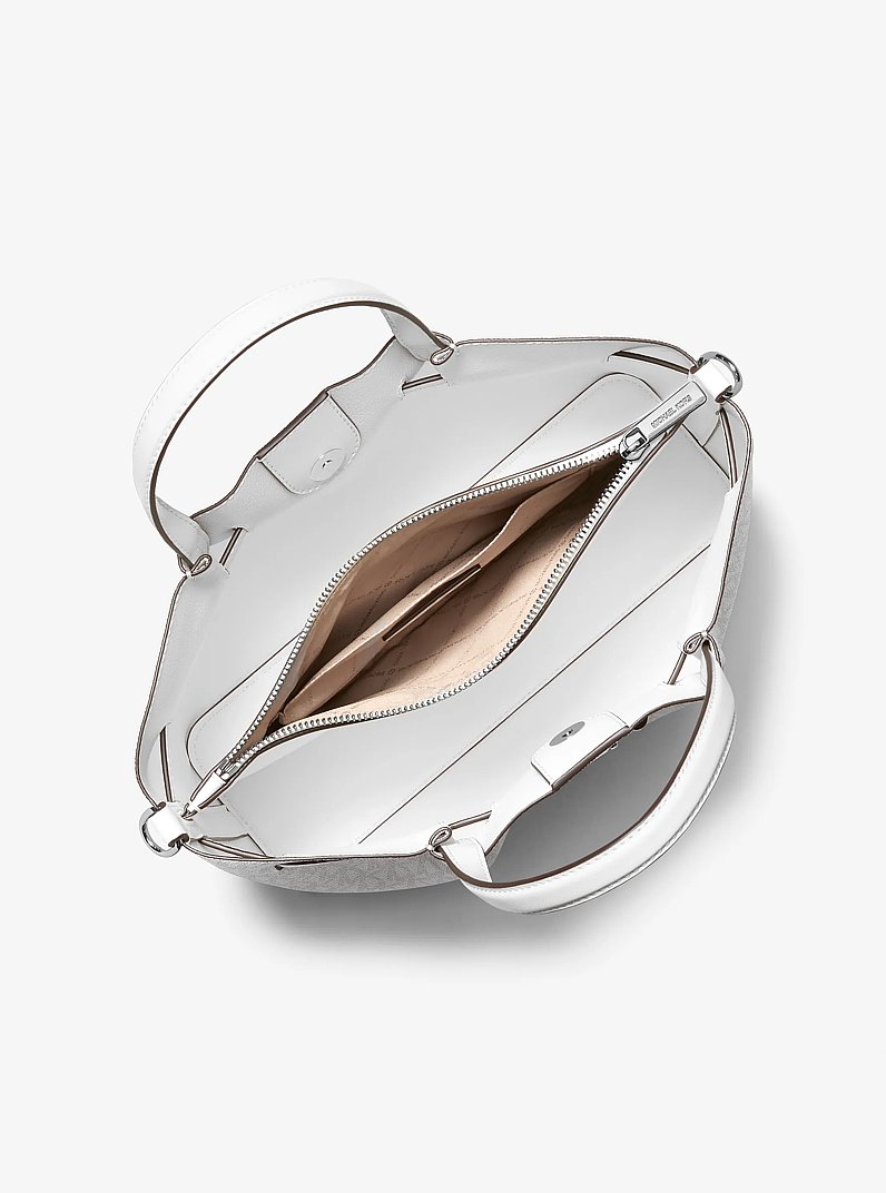 Bolso satchel Carson mediano con logotipo de la marca in BLANCO INTENSO | Michael Kors