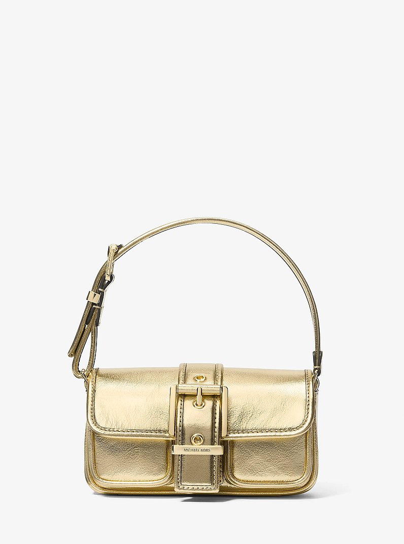 Colby Extra-Small Metallic Leather Shoulder Bag in PALE GOLD | Michael Kors