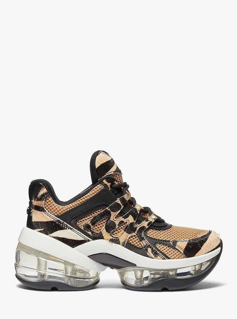 Olympia Sport Extreme Printed Calf Hair and Mesh Trainer in BLACK COMBO | Michael Kors