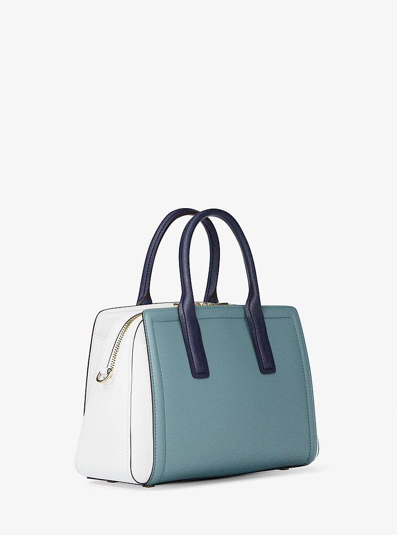 Laila Medium Color-Block Pebbled Leather Satchel in CHAMBRAY MULTI | Michael Kors