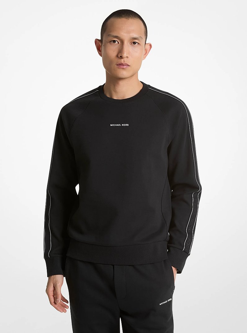 Logo Tape Cotton Blend Sweatshirt in BLACK | Michael Kors