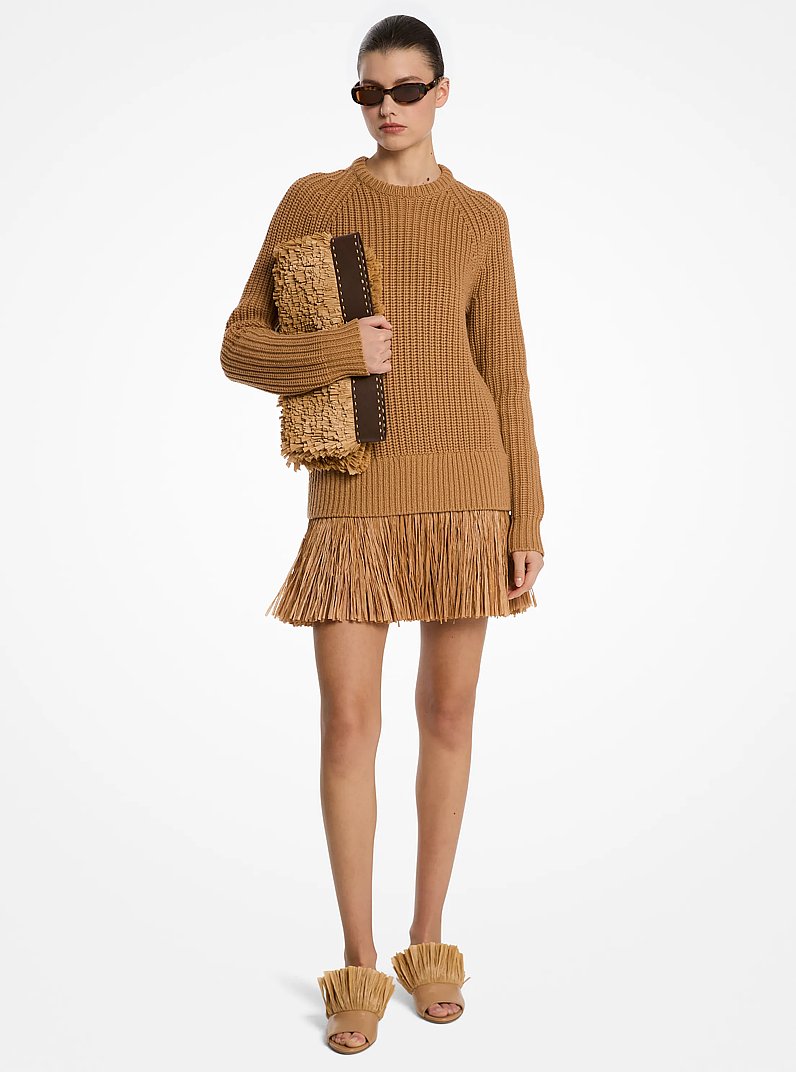 Ribbed Cashmere and Fringe Dress