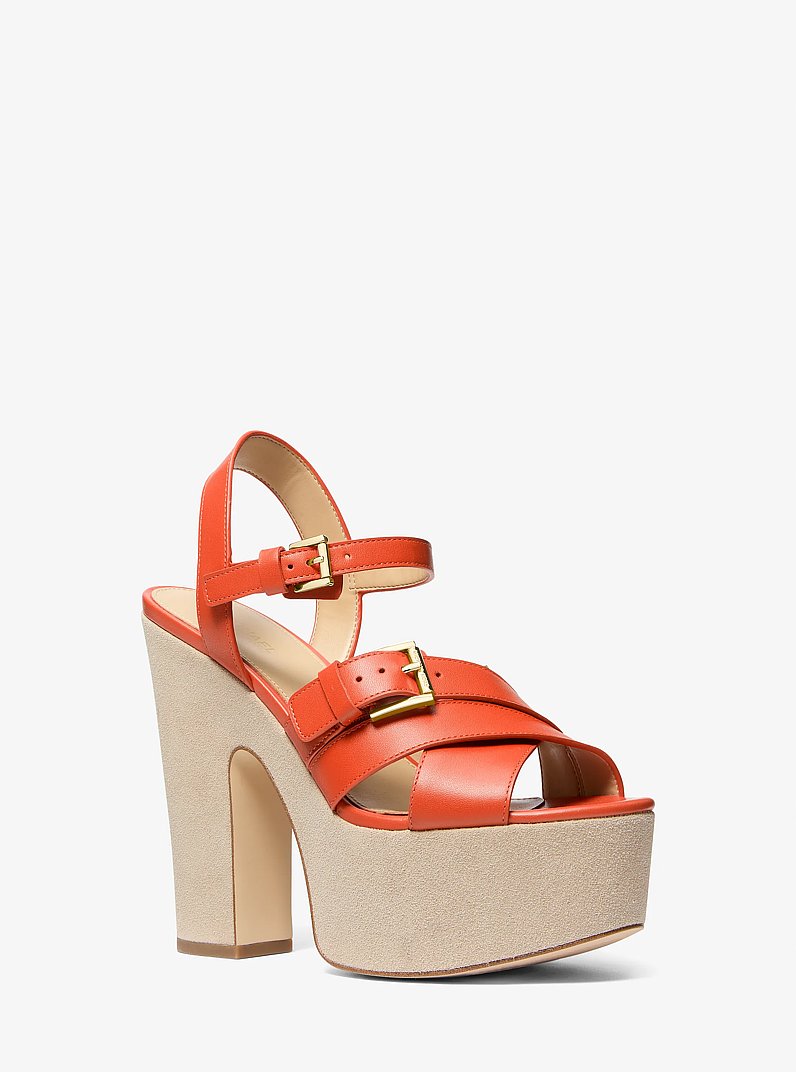 Sandale &agrave; plateforme Selah en cuir in ARGILE ROUGE | Michael Kors